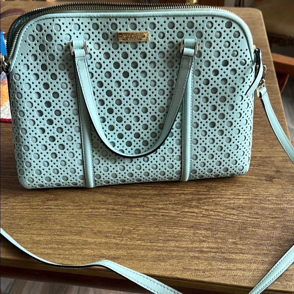 Kate Spade Green Crossbody Bag with Geometric Perforation